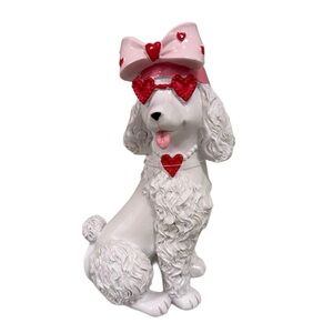 Bella Luxx Pink Bow Valentine's Poodle Decorative Figurine Heart sunglasses
